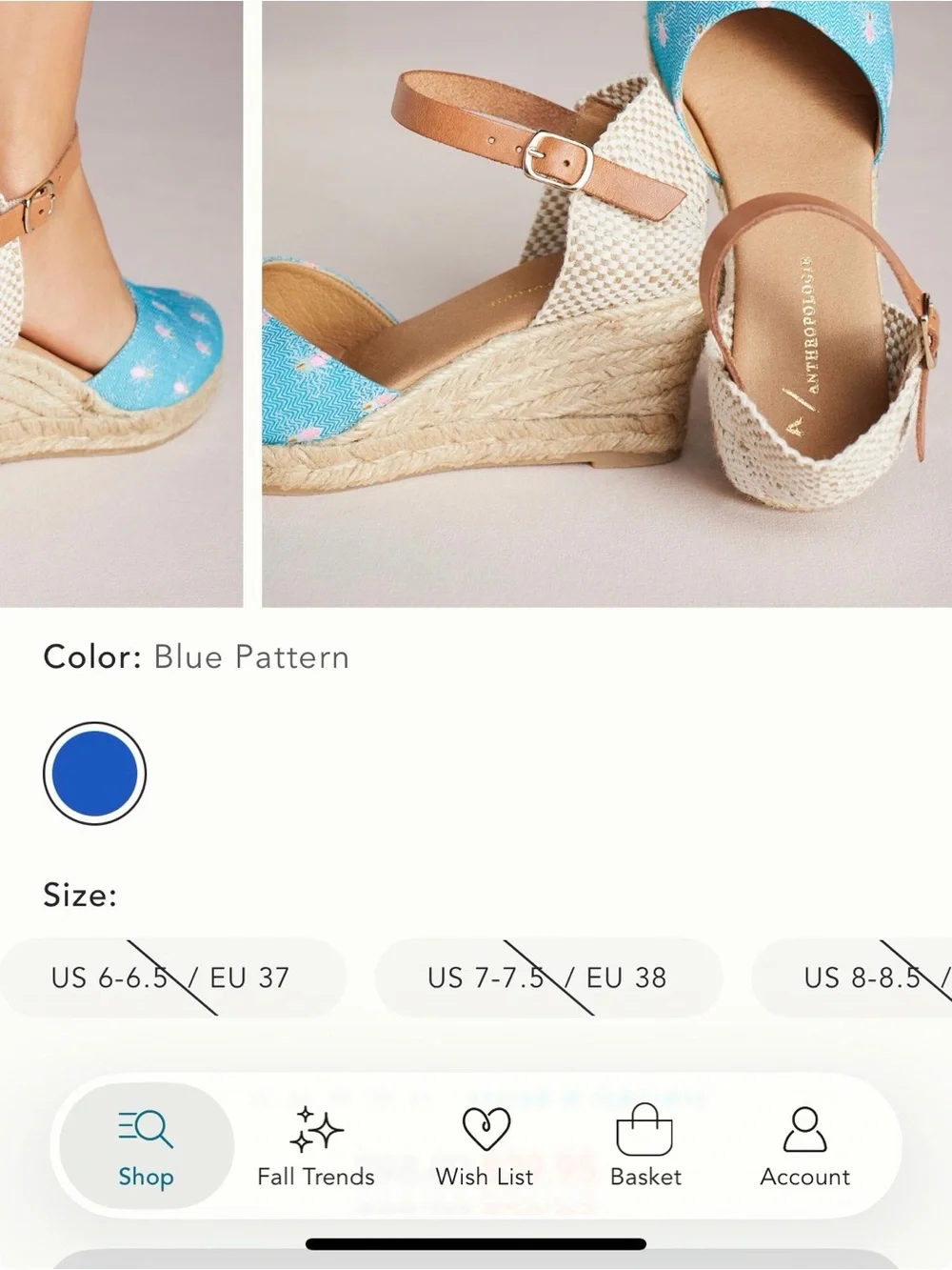 anthropologie critter wedge sandals size 7-7.5